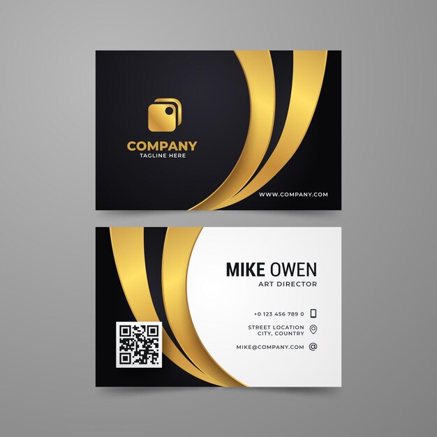 Gradient golden luxury business cards template