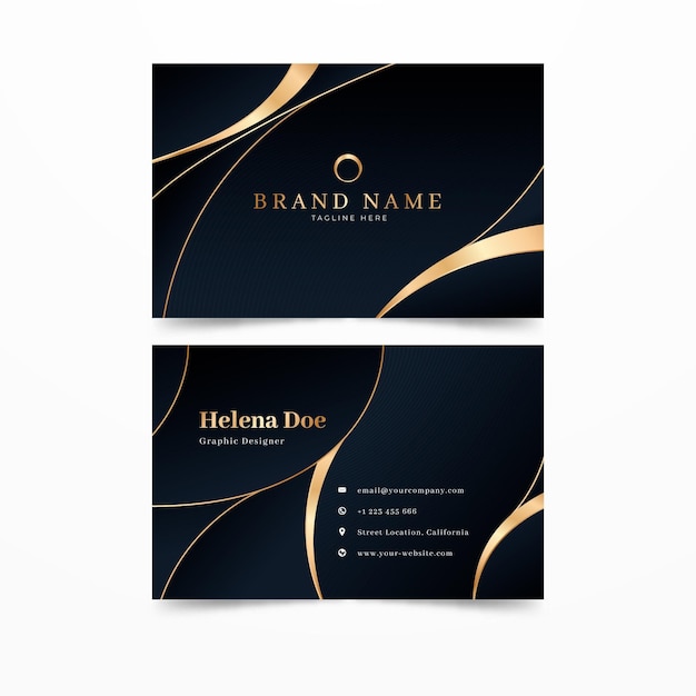 Free vector gradient golden luxury business cards template