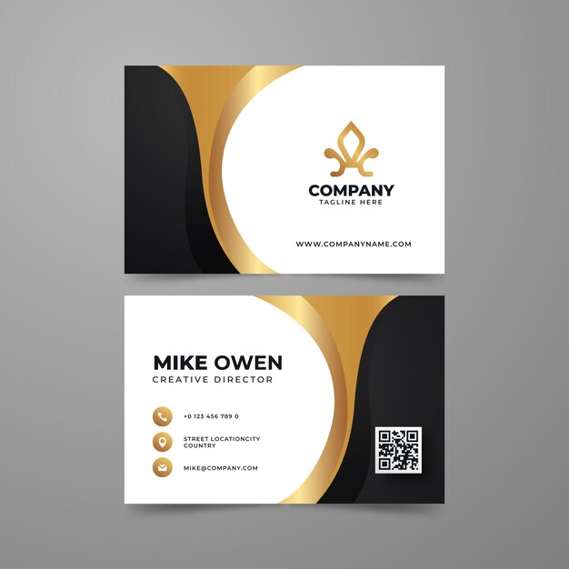 Gradient golden luxury business cards