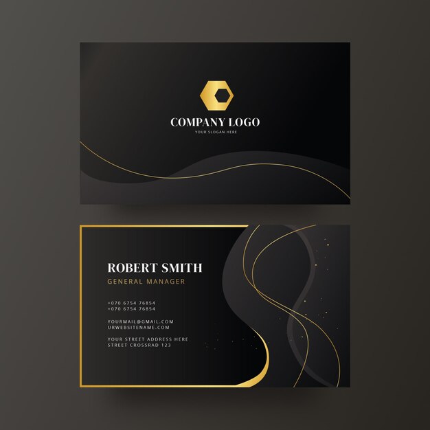 Gradient golden luxury business cards