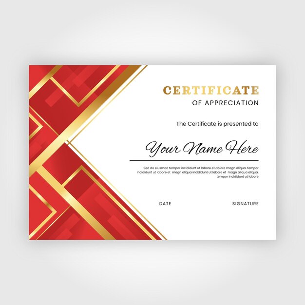 Gradient golden luxury certificate template