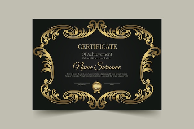 Free vector gradient golden luxury certificate template