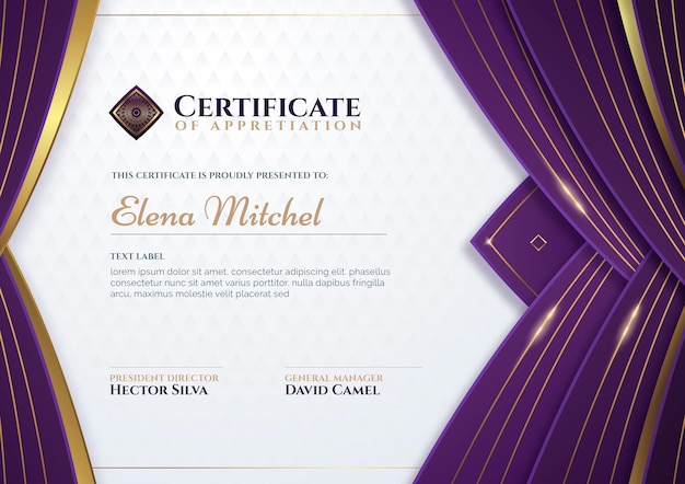 Gradient golden luxury certificate template