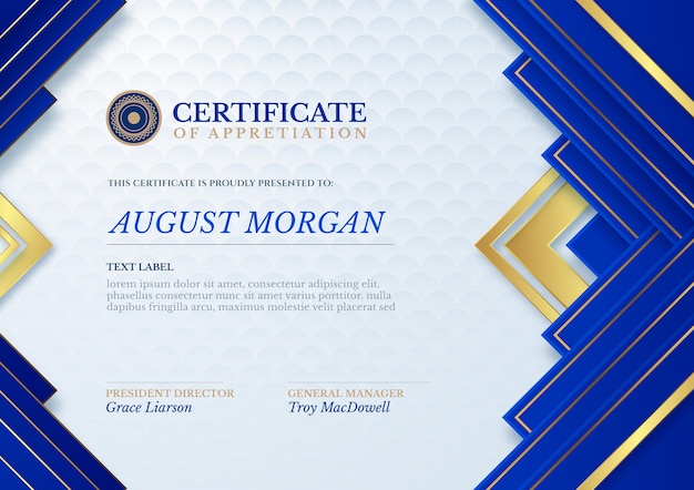 Gradient golden luxury certificate template