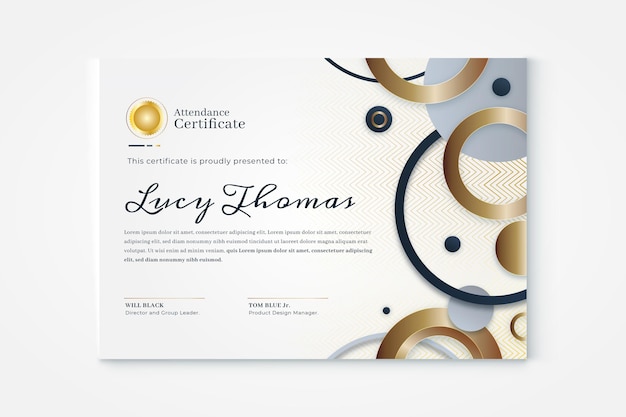 Free vector gradient golden luxury certificate template