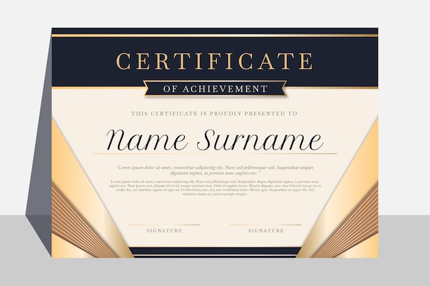 Free vector gradient golden luxury certificate template