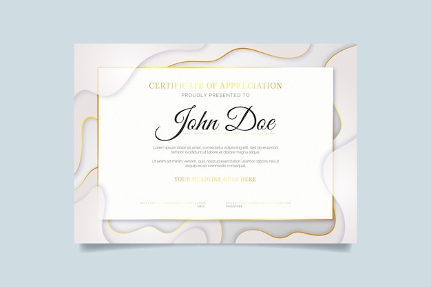 Free vector gradient golden luxury certificate template