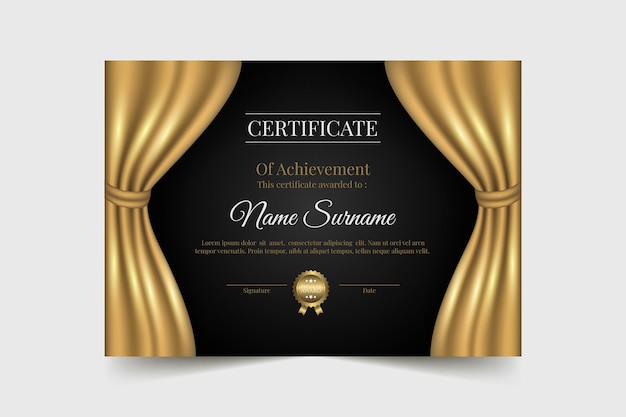 Free vector gradient golden luxury certificate template