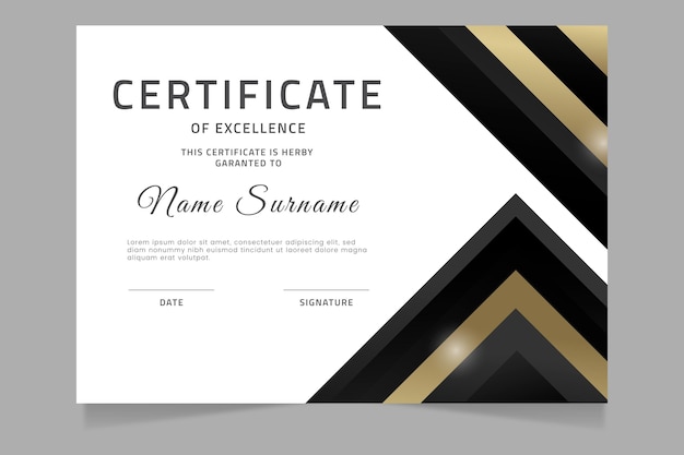 Free vector gradient golden luxury certificate