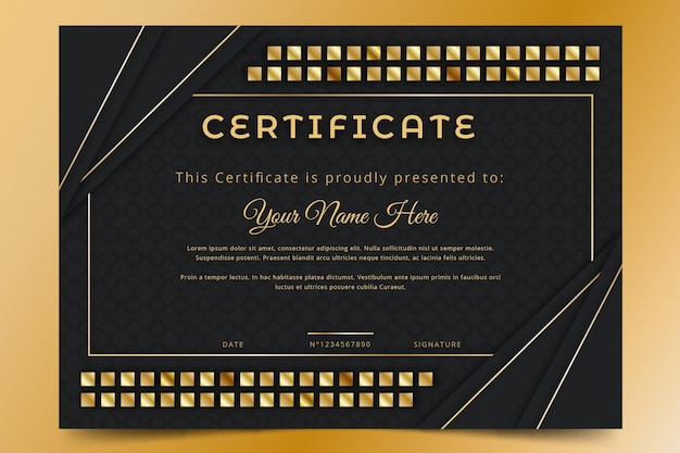 Free vector gradient golden luxury certificate