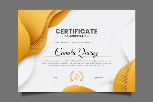 Бесплатное векторное изображение Градиент золотой роскошный сертификат