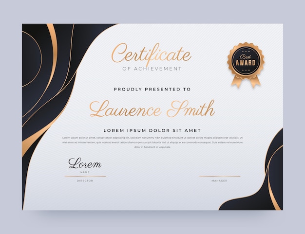 Gradient golden luxury certificate