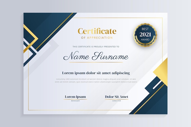 Gradient golden luxury certificate