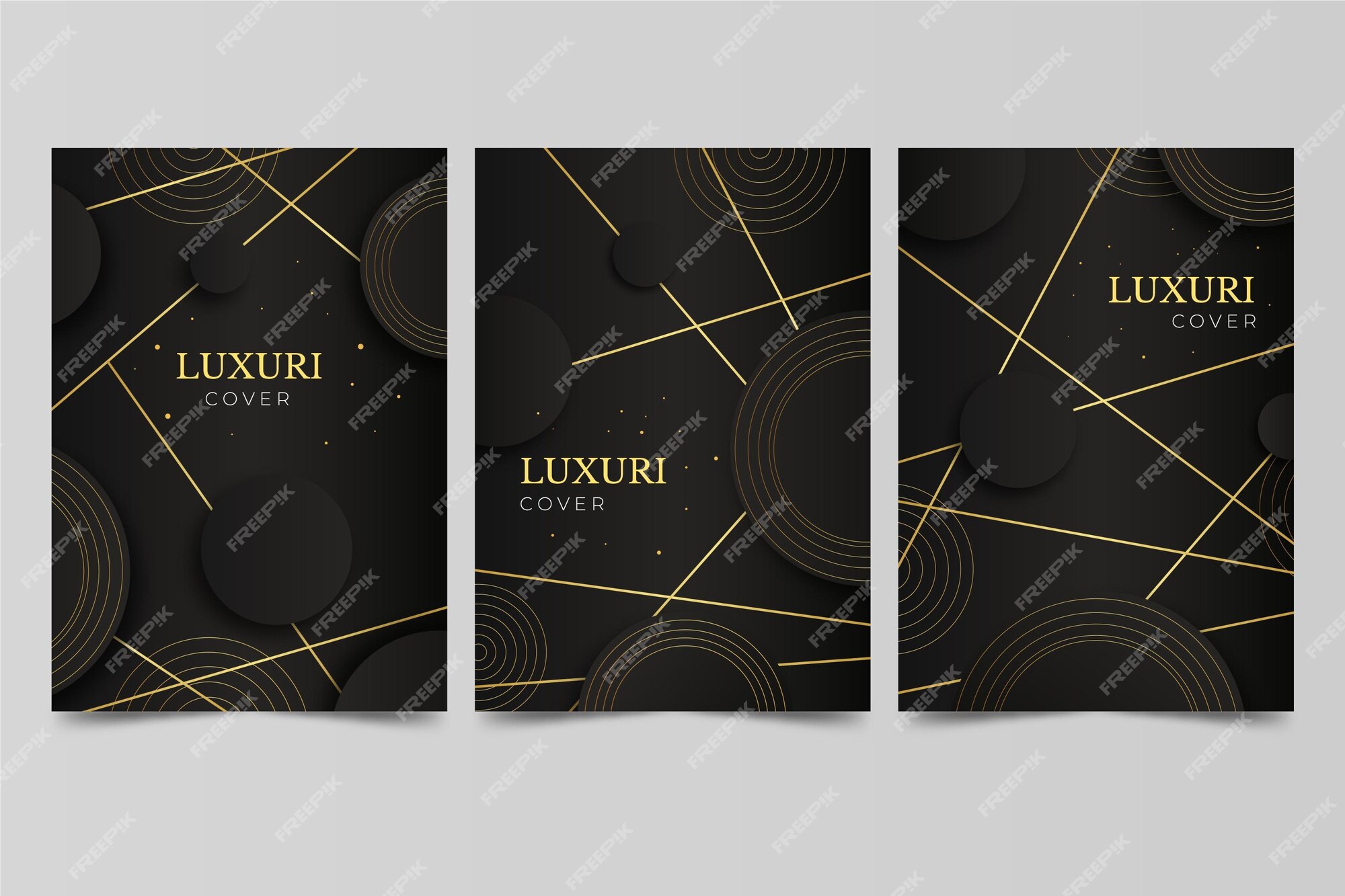 Free Vector | Gradient golden luxury cover set