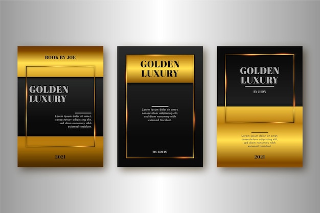 Free vector gradient golden luxury covers collection