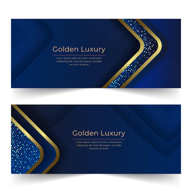 Gradient golden luxury horizontal banners set