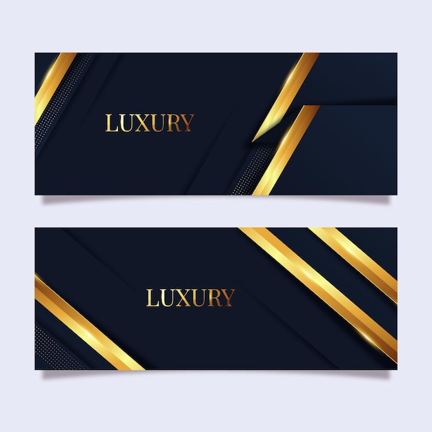 Free Vector Gradient Golden Luxury Horizontal Banners Set