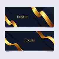 Free vector gradient golden luxury horizontal banners set