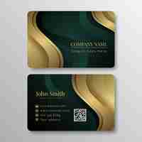 Free vector gradient golden luxury horizontal business card template