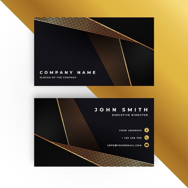 Gradient golden luxury horizontal business card template