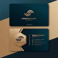 Free vector gradient golden luxury horizontal business card template