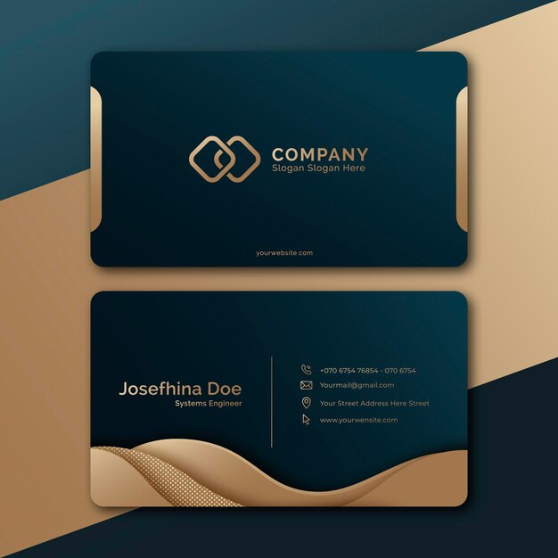 Gradient golden luxury horizontal business card template