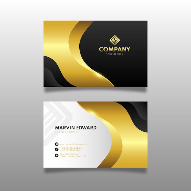 Free vector gradient golden luxury horizontal business card template