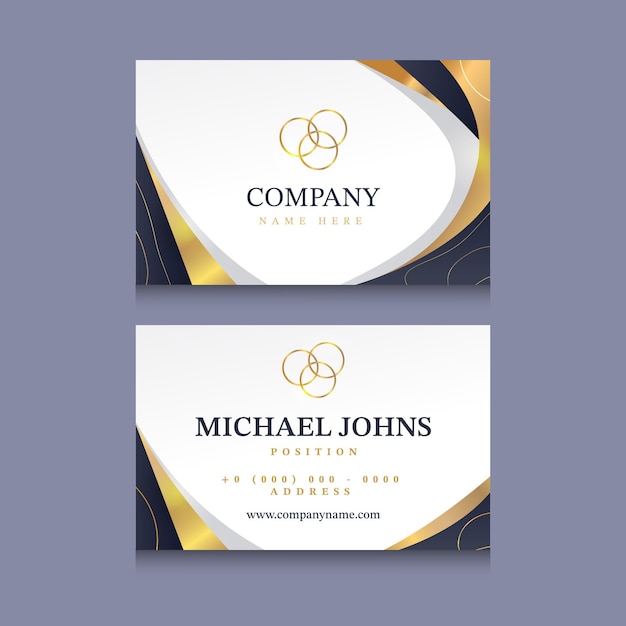 Gradient golden luxury horizontal business card template