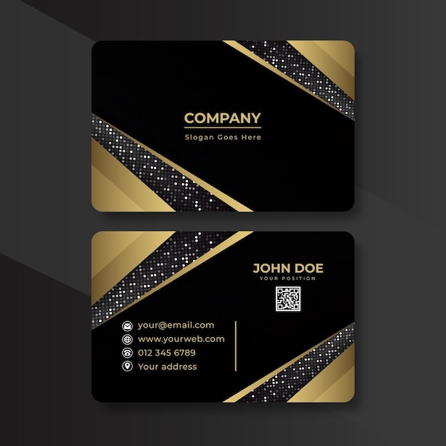 Free vector gradient golden luxury horizontal business card template