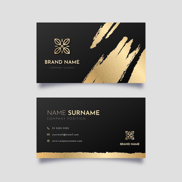 Free vector gradient golden luxury horizontal business card template