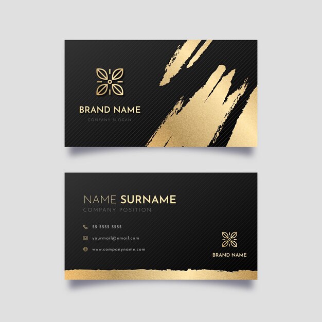 Gradient golden luxury horizontal business card template