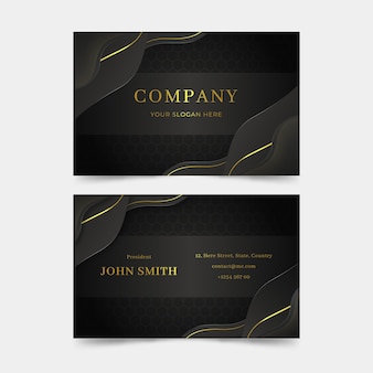 Gradient golden luxury horizontal business card template