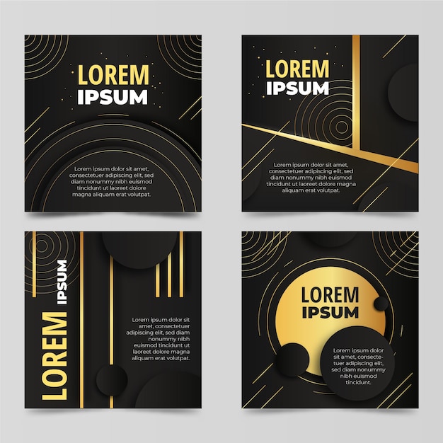 Free vector gradient golden luxury instagram posts