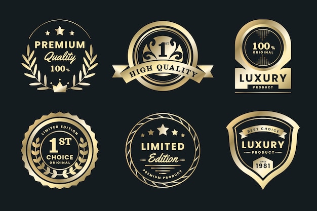 Free vector gradient golden luxury labels collection