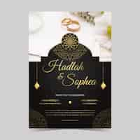 Free vector gradient golden luxury muslim wedding invitation