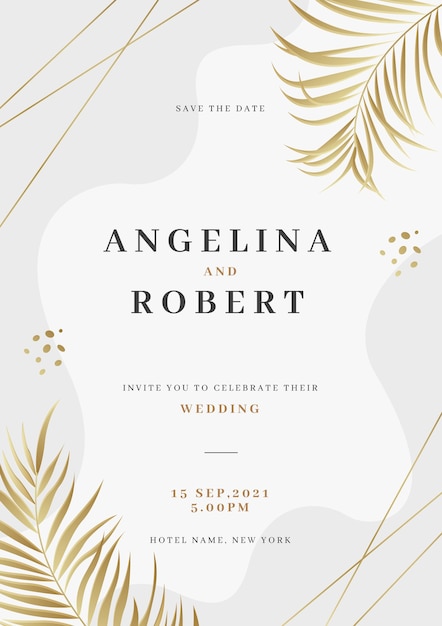 Free vector gradient golden luxury wedding invitation template