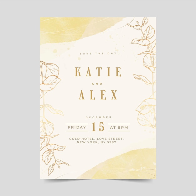 Free vector gradient golden luxury wedding invitation template