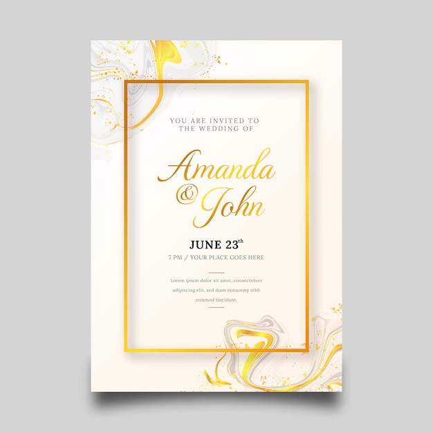 Gradient golden luxury wedding invitation