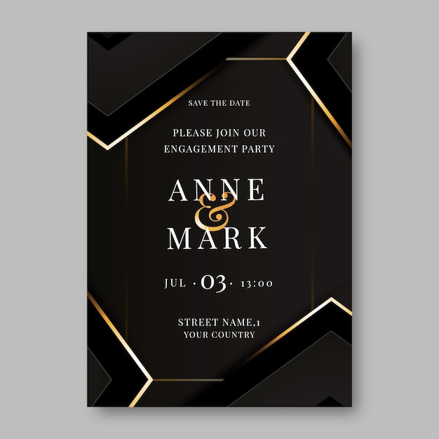 Gradient golden luxury wedding invitation