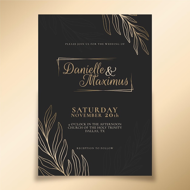 Free vector gradient golden luxury wedding invitation