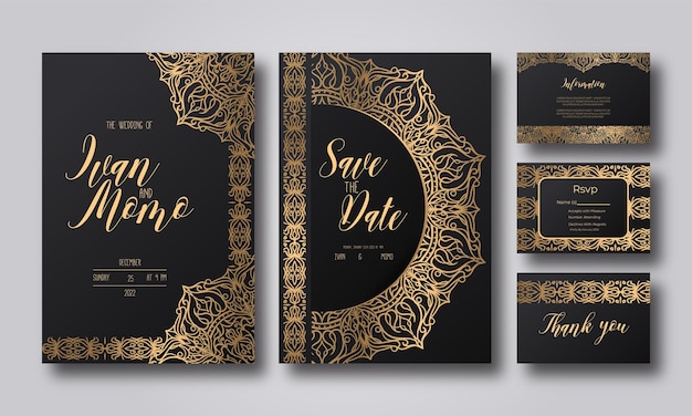 Gradient golden luxury wedding invitation