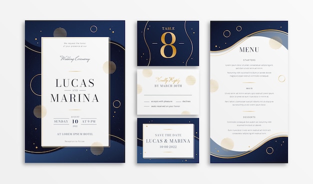Free vector gradient golden luxury wedding stationery