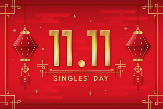 Free vector gradient golden and red single's day background