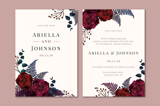 Free vector gradient gothic wedding invitations