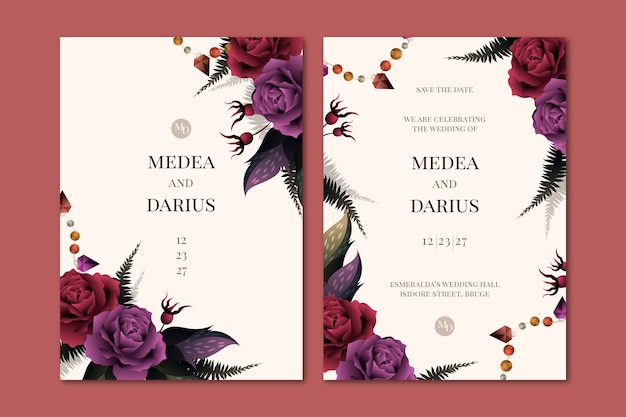 Gradient gothic wedding invitations