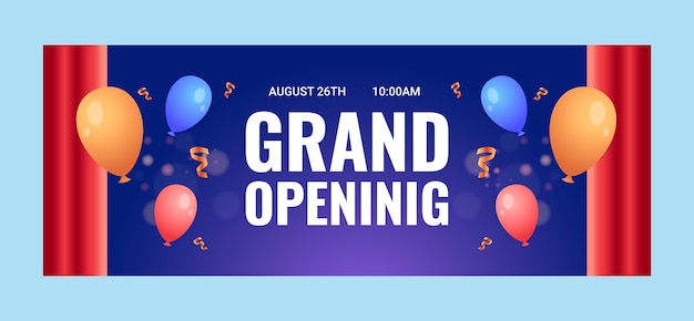 Gradient grand opening facebook cover