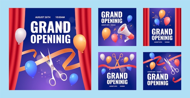 Gradient grand opening instagram posts