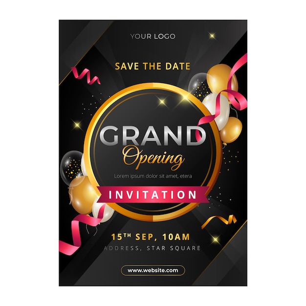 Free vector gradient grand opening invitation template