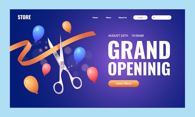 Free vector gradient grand opening landing page