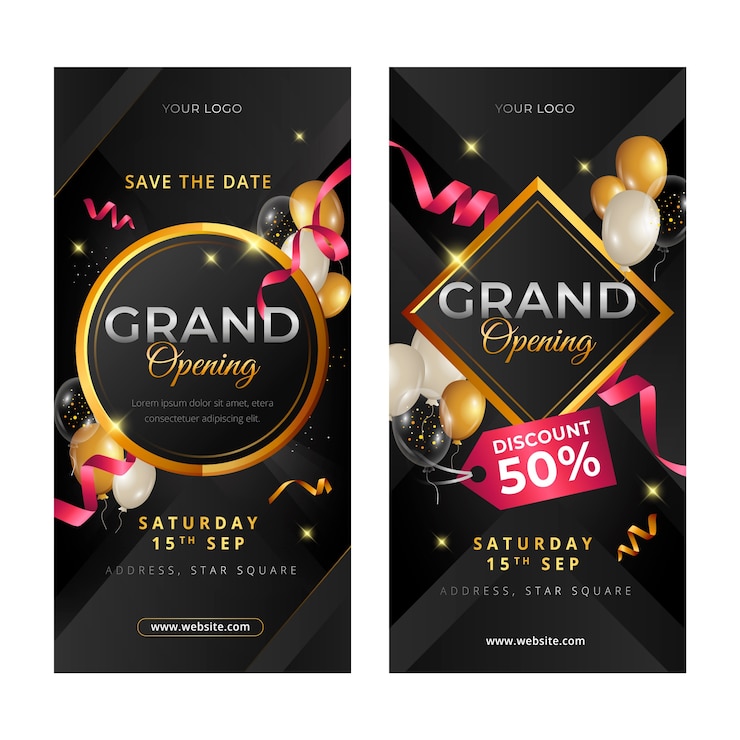 Free Vector gradient grand opening vertical banner